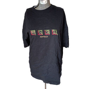 Men's Purely Australian Black L Short Sleeve Tee w/ Red Green Embroidery